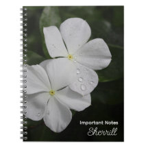 White Vincas Photograph Personalized Notebook