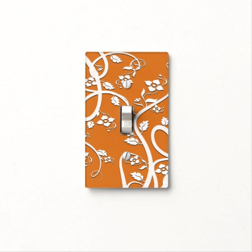 White Vine Leaf and Floral Design Light Switch Cover