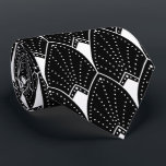 White Vintage Art Deco Pattern on Dark Gray Neck Tie<br><div class="desc">This white vintage Art Deco pattern over a black background is an elegant tie you can wear to the office or out to an elegant dinner. The black background color is a changeable color to match your colors.</div>