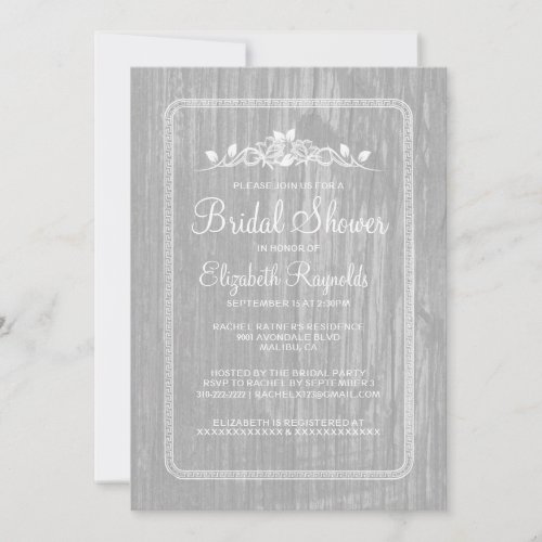White Vintage Barn Wood Bridal Shower Invitations