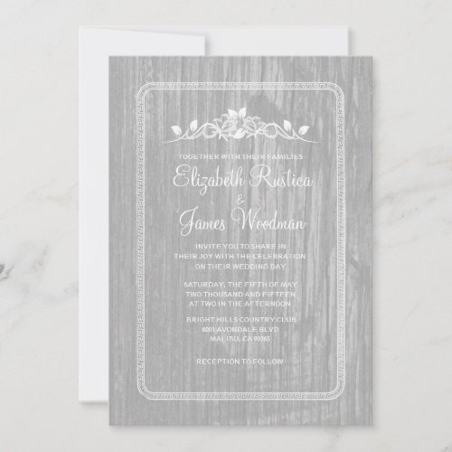 White Vintage Barn Wood Wedding Invitations