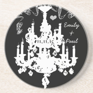 White Vintage Chandelier Choose Background Color Sandstone Coaster