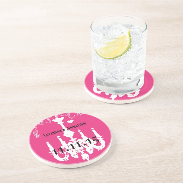 White Vintage Chandelier  Pink Sandstone Coaster (Side)