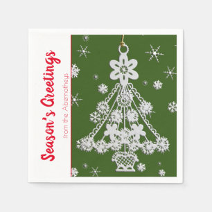 White Vintage Christmas Tree Ornament Template Napkins