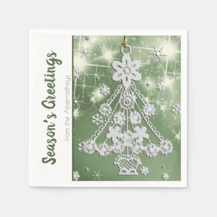 White Vintage Christmas Tree Ornament Template Napkins