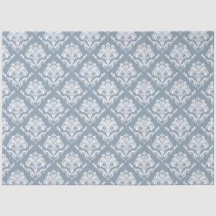 White vintage damasks blue-gray background tissue paper