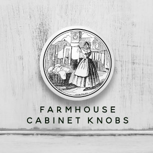 White Vintage Farmhouse Laundry Room Ceramic Knob