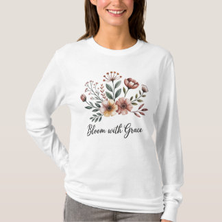 White Vintage Floral Flower Wildflower Long Sleeve T-Shirt