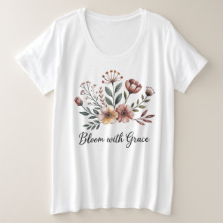 White Vintage Floral Flowers Wildflower Garden Plus Size T-Shirt