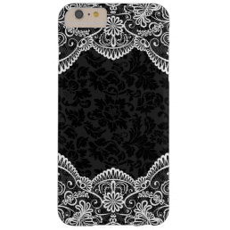 White Vintage Floral Lace Black Damasks 2 Barely There iPhone 6 Plus Case