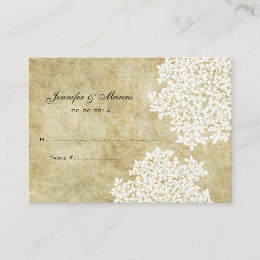Customizable White Vintage Floral Seating Card Business Card