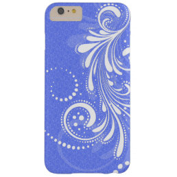 White Vintage Floral Swirl Blue Damasks Barely There iPhone 6 Plus Case