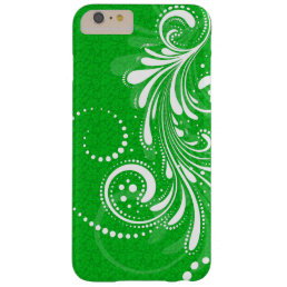 White Vintage Floral Swirl-Green Damasks Barely There iPhone 6 Plus Case