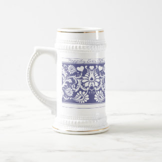 White Vintage Floral Wedding Favors Beer Stein