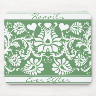 White Vintage Floral Wedding Favors Mouse Pad