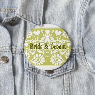 White Vintage Floral Wedding Favors Pinback Button