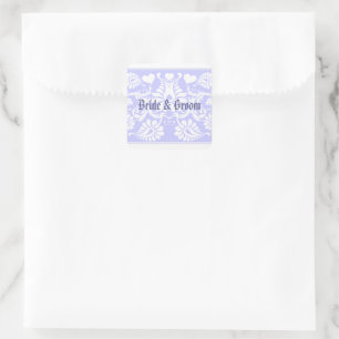 White Vintage Floral Wedding Favors Square Sticker