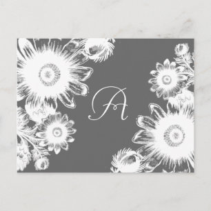 White Vintage Flower -choose color RSVP Invitation Postcard