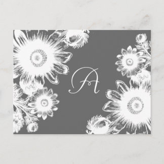 White Vintage Flower -choose color RSVP  Invitation Postcard