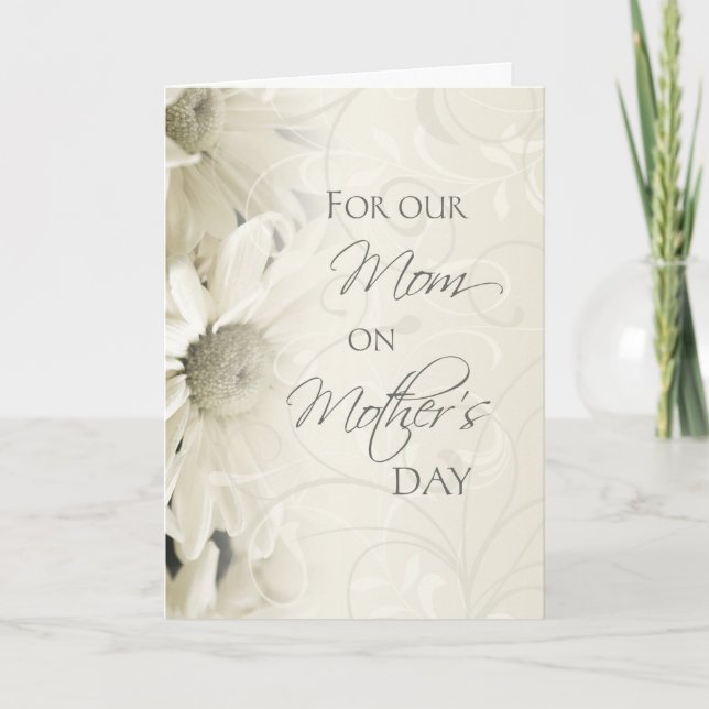 White Vintage Flower Mother's Day Card (Front)