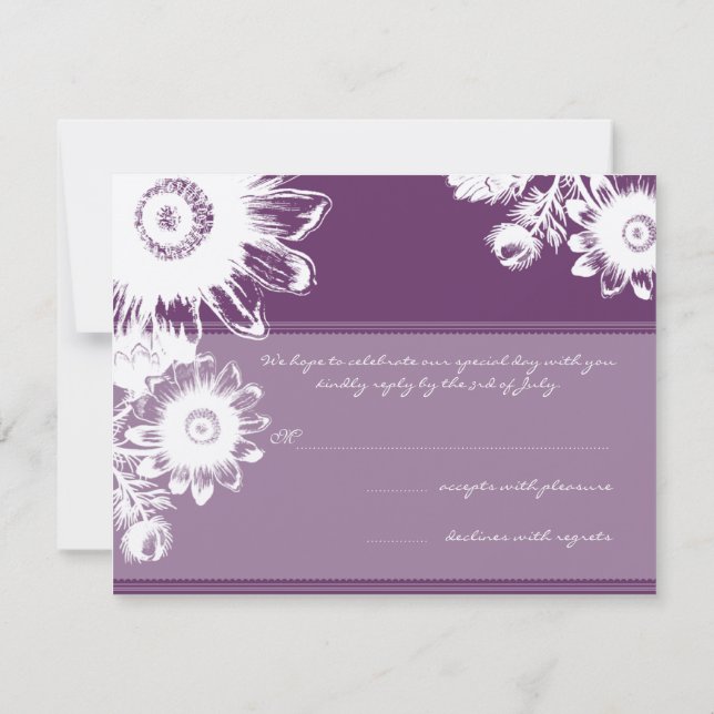 White Vintage Flower Wedding RSVP Card (Back)
