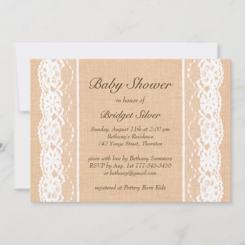 White Vintage Lace Baby Shower Invitation