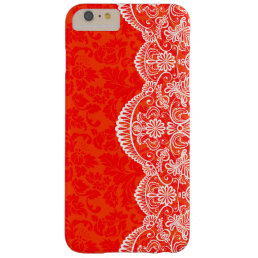 White Vintage Lace Red Damasks Barely There iPhone 6 Plus Case
