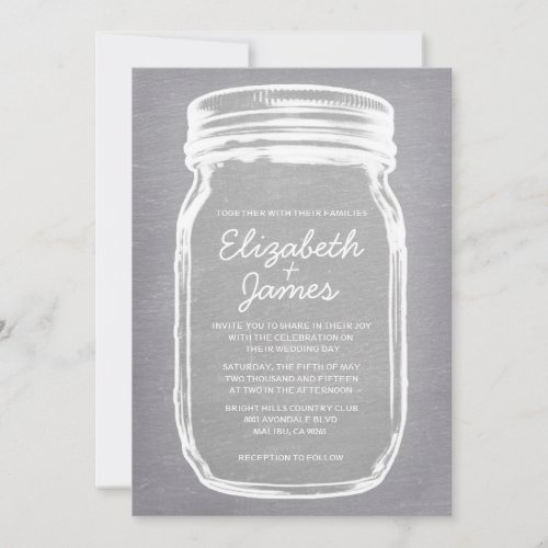 White Vintage Mason Jar Wedding Invitations