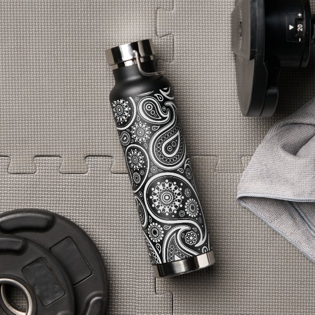 White vintage paisley pattern water bottle | Zazzle