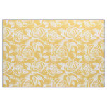 White Vintage Roses Custom Yellow Background Fabric
