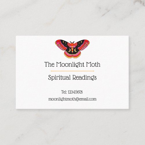 White Vintage Tattoo Style Art Moth Business Card 