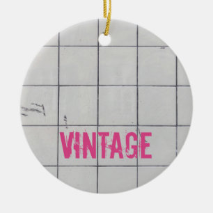 White Vintage Tiles 80s 70s 60s retro used look Ceramic Ornament