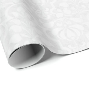 White Vintage Victorian Damask Pattern Wrapping Paper