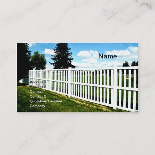 white vinyl fence business card