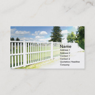 white vinyl fence business card