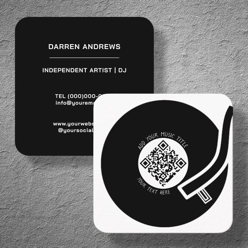 White Vinyl LP  Music QR Code Square Business Card