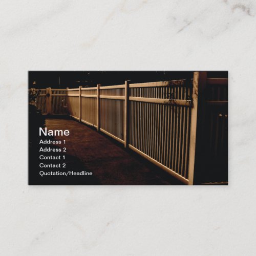 white vinyl outdoor fence business card