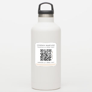 White Vinyl square Business QR code Water Bottle Sticker