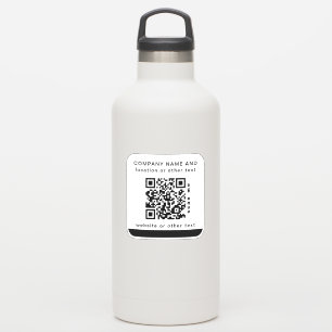 White Vinyl square Business QR code Water Bottle Sticker
