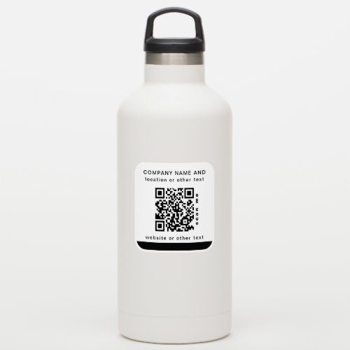 White Vinyl square Business QR code Water Bottle Sticker