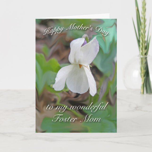White Violet Foster Mom Mother's Day Card (Front)