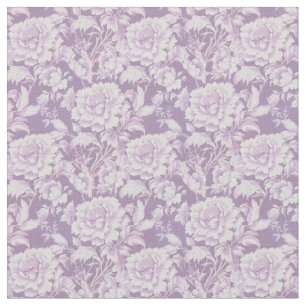 White / violet Rose Flowers design Fabric
