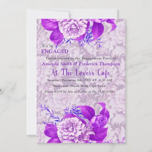 White  violet Rose Flowers design  Invitation