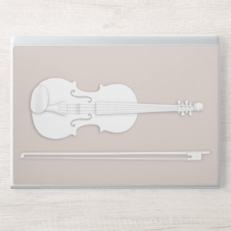 White Violin & Bow Layered Paper Illusion Beige HP Laptop Skin