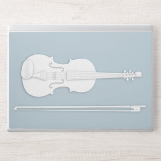 White Violin & Bow Layered Paper Illusion Blue HP Laptop Skin