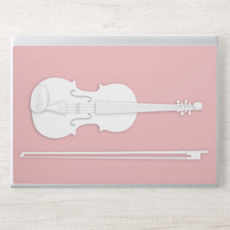 White Violin & Bow Layered Paper Illusion Rose HP Laptop Skin