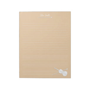 White Violin & Bow Personalized Music Class Beige Notepad