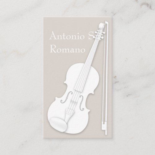 White Violin  Bow Simply Elegant String Player Business Card