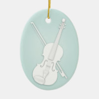 White Violin or Viola with Bow Aqua Custom Music