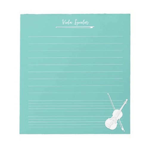 White Violin Personalized Music Lesson Aqua Notepad